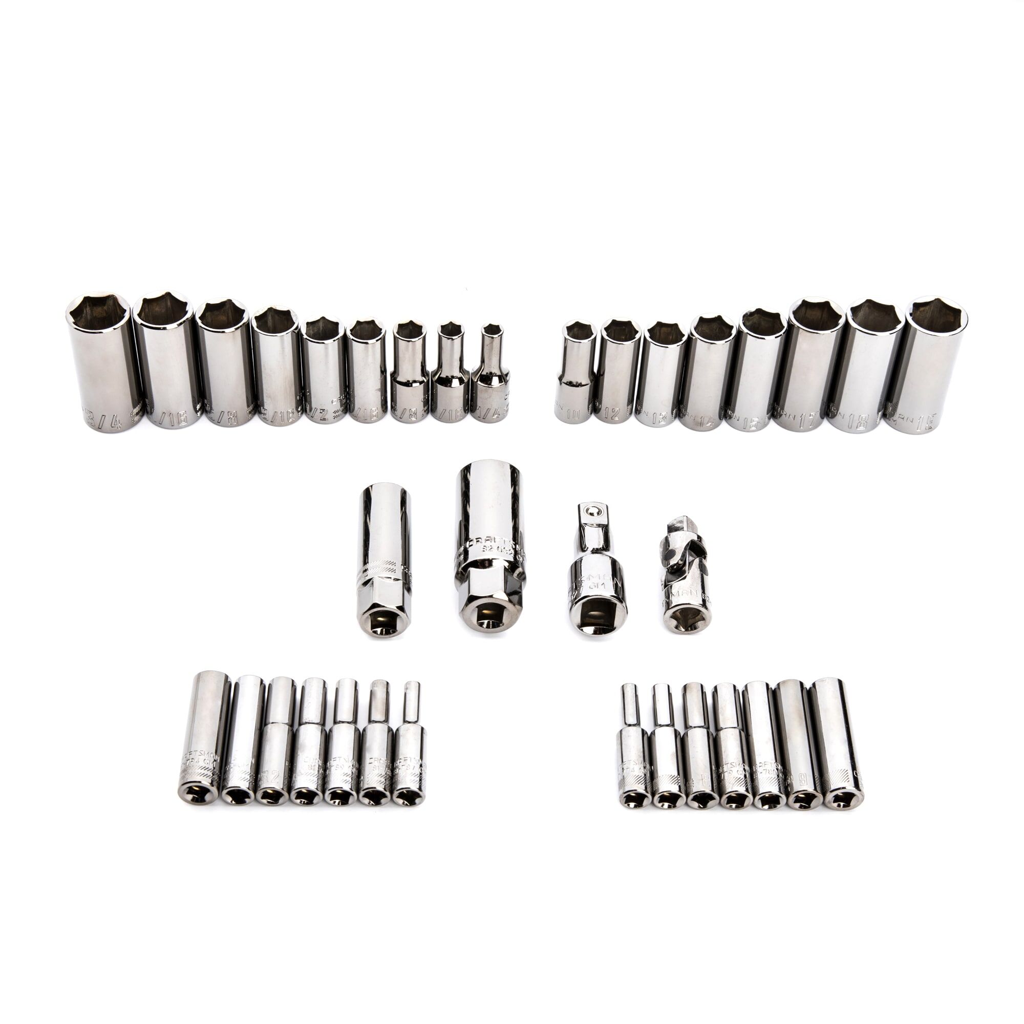 Juego de 150 piezas CRAFTSMAN 1/4", 3/8" y 1/2" sistema mm-sae