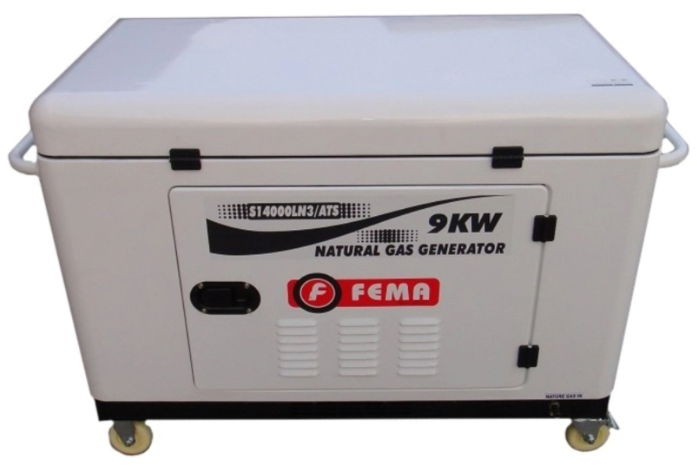 Generador FEMA 14000-3-380V. a gas insonorizado-ats tablero de trasnferencia automatica
