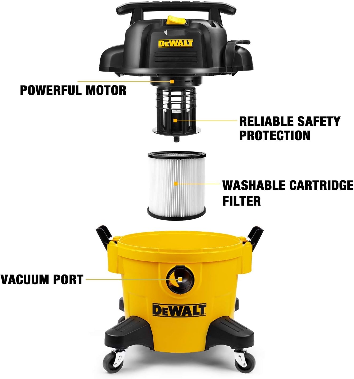 Aspiradora polvo-liquido dewalt 23LTS portatil cilindrica DXV23P