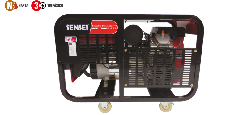 Generador  SENSEI  MGE-12000 9,4 KVA  ae trifasico nafta  motor bicilindrico